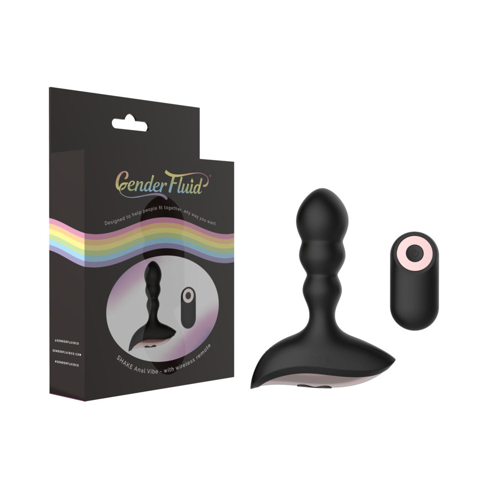 Gender Fluid Shake Rechargeable Remote-Controlled Silicone Anal Vibrator Black - Fantasies Boutique