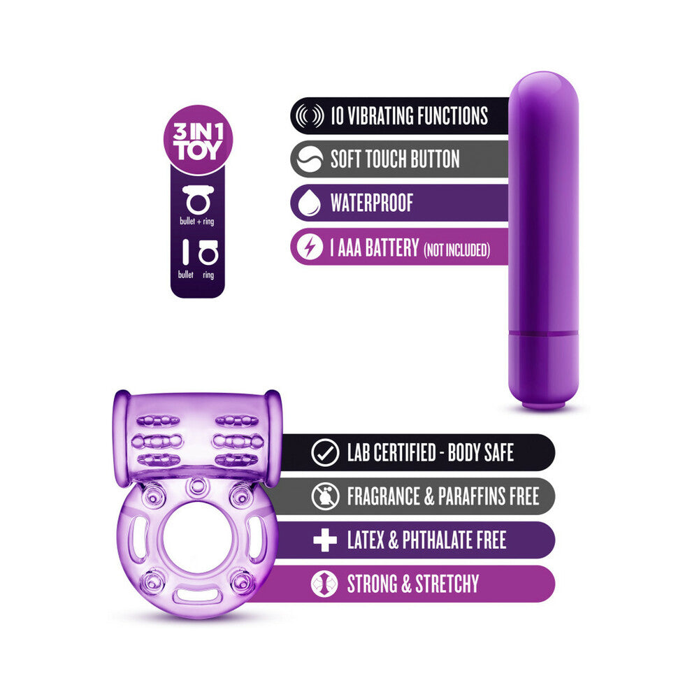 Play with Me Couples Play Vibrating Cockring Purple - Fantasies Boutique