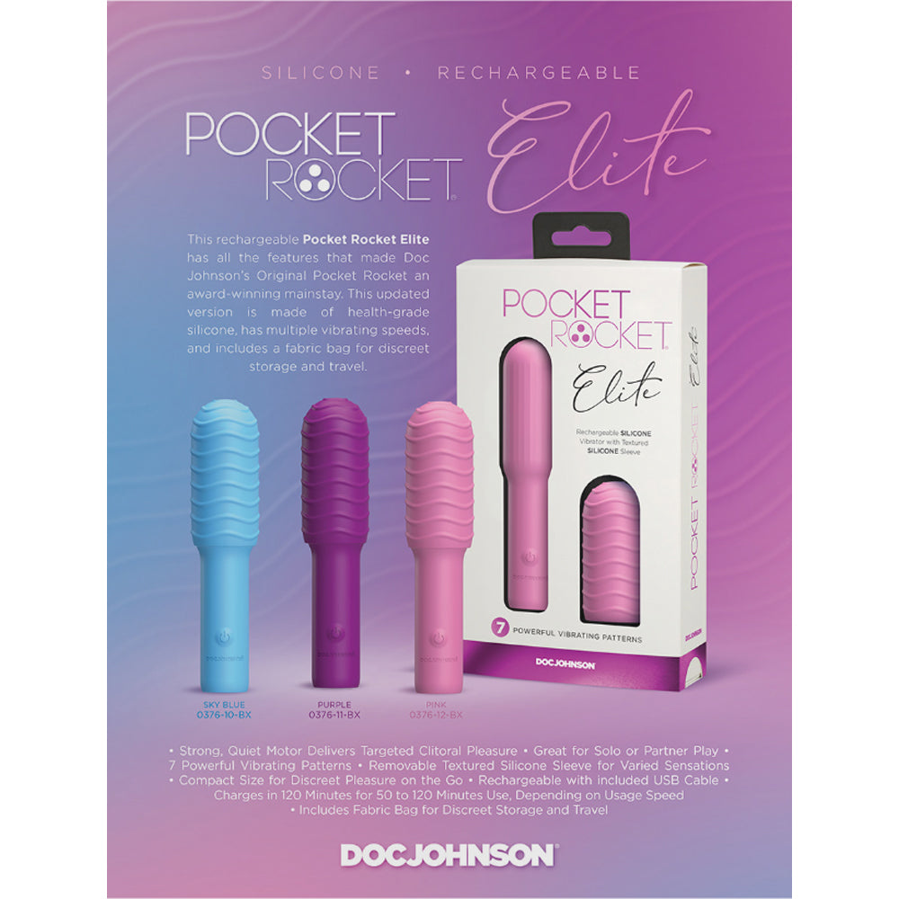 Pocket Rocket Elite Rechargeable Bullet With Removable Sleeve Purple - Fantasies Boutique