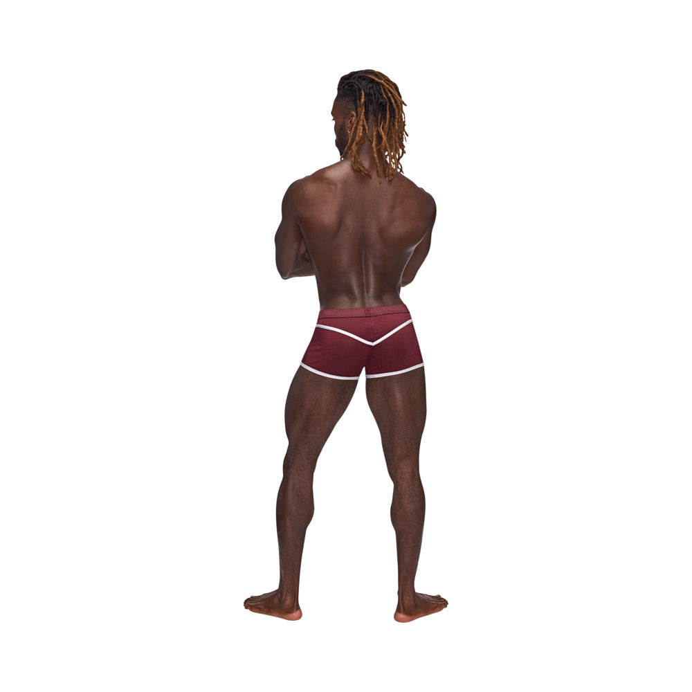 Male Power Sport Mesh Sport Mini Short Burgundy S