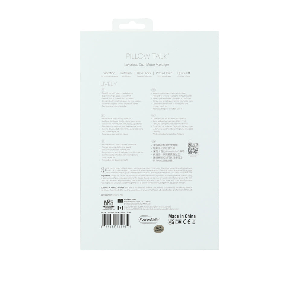 Pillow Talk Lively Dual Stimulator Pink - Fantasies Boutique