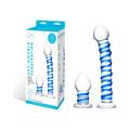 Glas 2-Piece Double Penetration Glass Swirly Dildo & Butt Plug Set - Fantasies Boutique