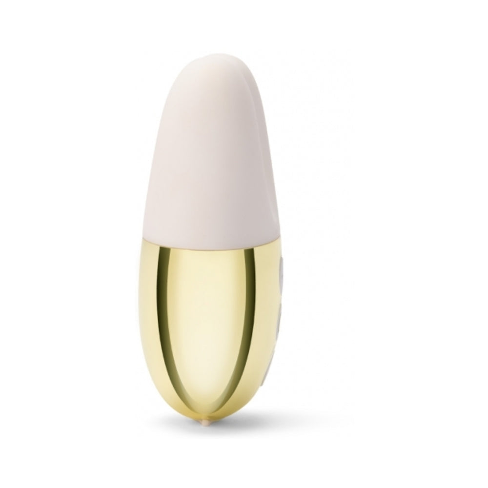 Le Wand Chrome Double Vibe Rechargeable Silicone Mini Vibrator White/Gold - Fantasies Boutique