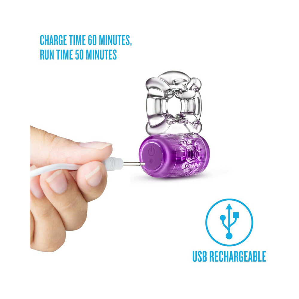 Blush Play with Me Pleaser Rechargeable Vibrating C-Ring Purple - Fantasies Boutique
