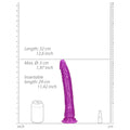 RealRock Glow in the Dark Slim 11 in. Dildo Neon Purple - Fantasies Boutique