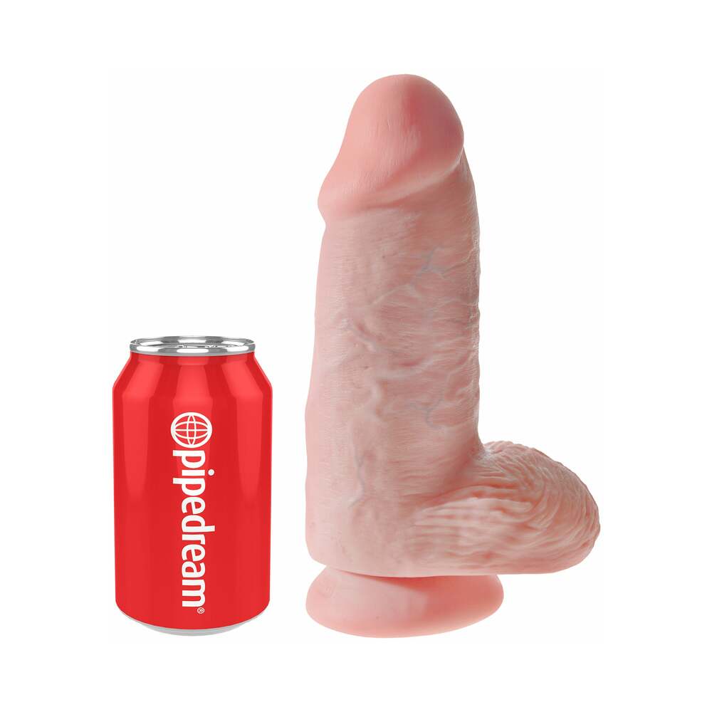 King Cock Chubby 9 in. Cock With Balls Realistic Suction Cup Dildo Beige - Fantasies Boutique