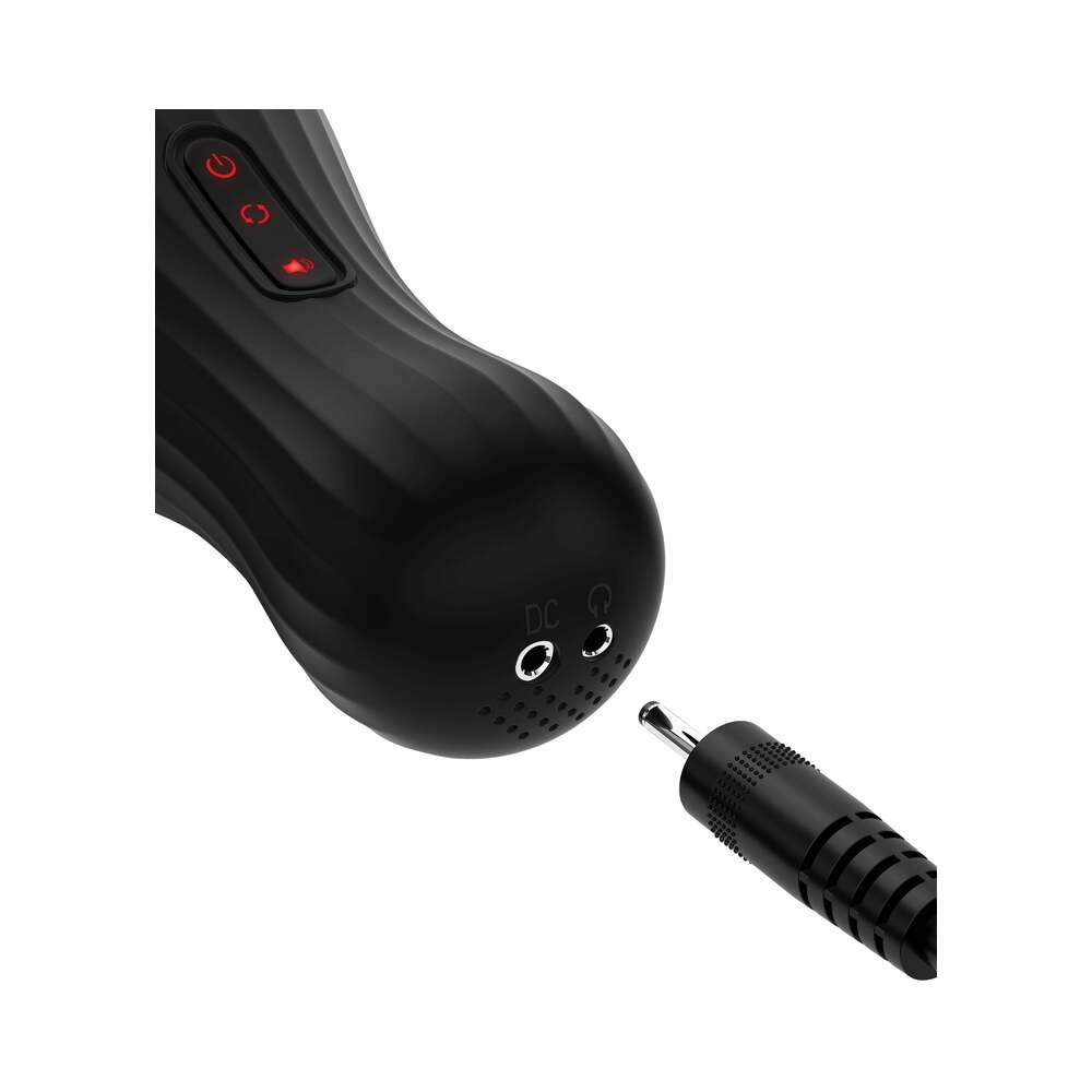 PDX Elite Talk Dirty Rotobator Rechargeable Rotating Masturbator Clear/Black - Fantasies Boutique