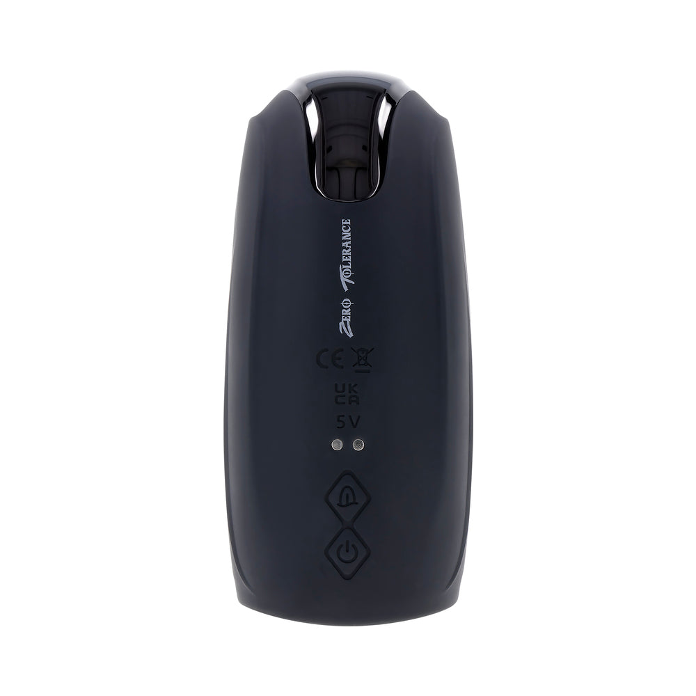Zero Tolerance Lick The Tip Rechargeable Vibrating Thumping Stroker Silicone Black - Fantasies Boutique