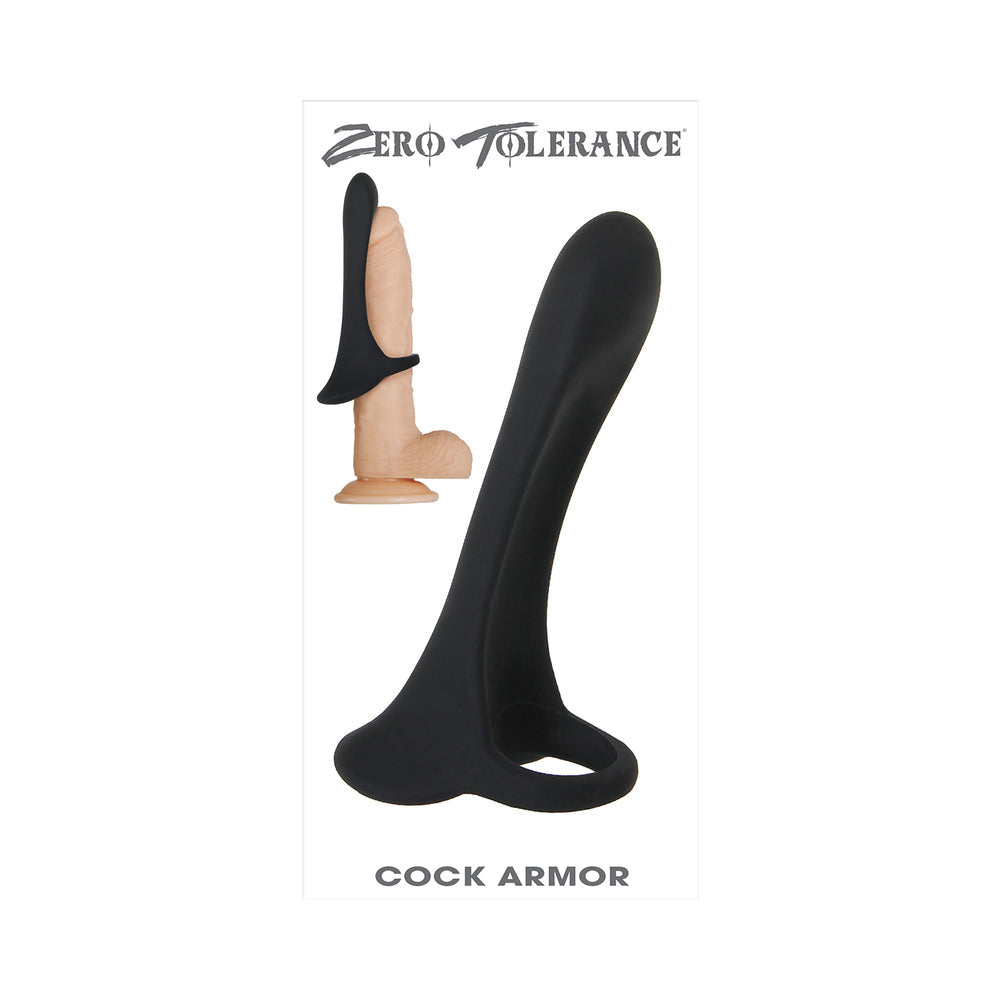 Zero Tolerance Cock Armor Rechargeable Vibrating Silicone Cock Sheath Black - Fantasies Boutique