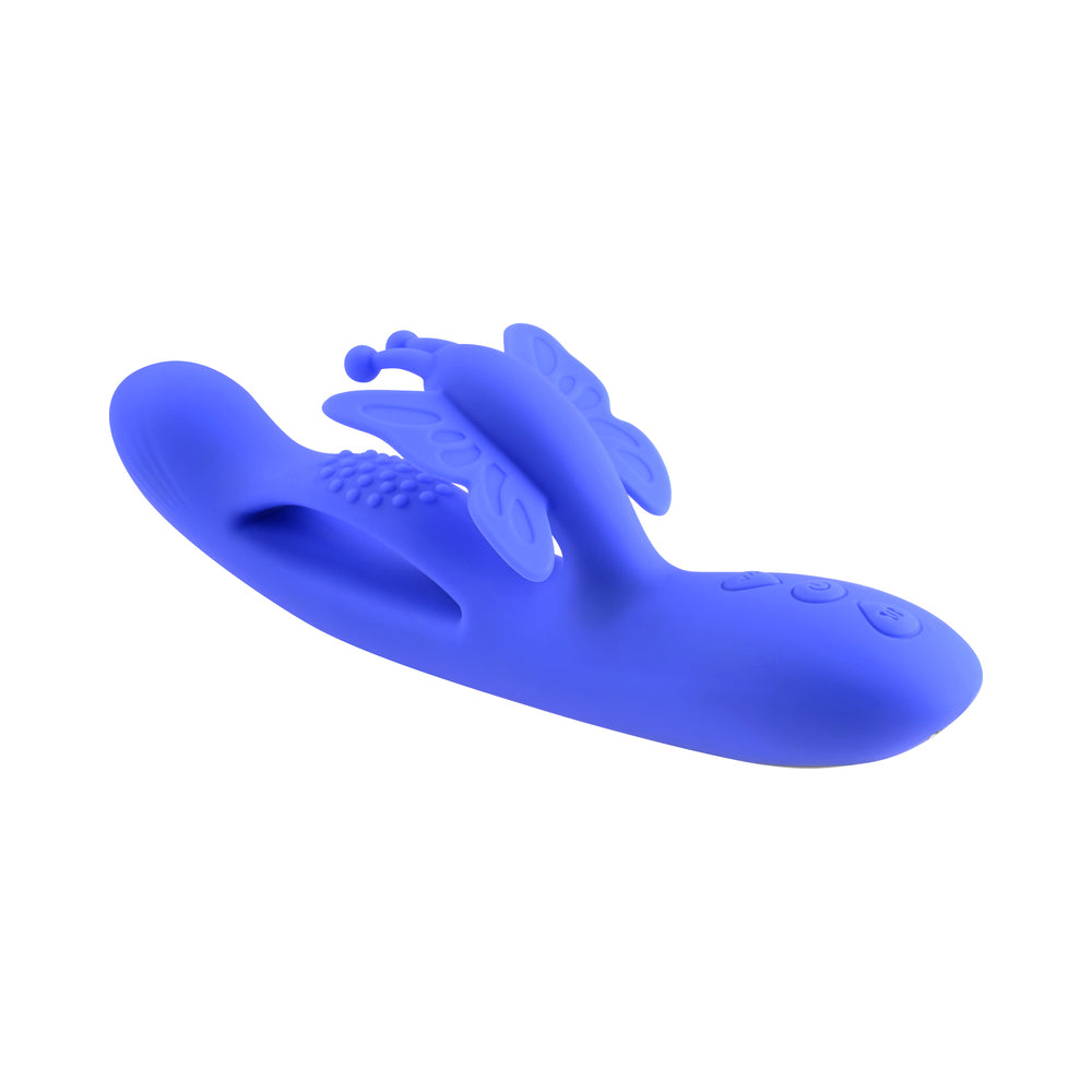 Evolved Butterfly Dreams Rechargeable Dual Stim Vibe Silicone Blue - Fantasies Boutique