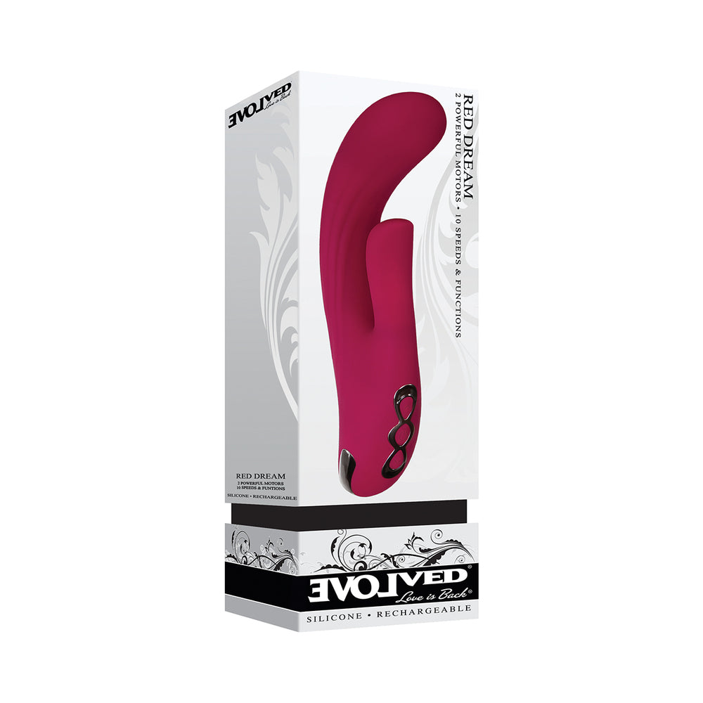 Evolved Red Dream Rechargeable Silicone Dual Stimulator - Fantasies Boutique
