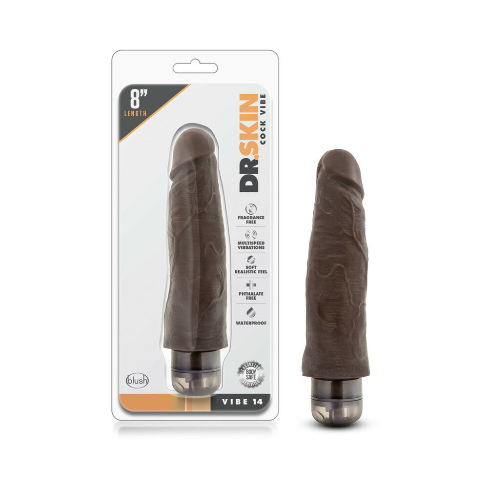 Dr. Skin Vibe 14 Realistic 8 in. Vibrating Dildo Brown - Fantasies Boutique
