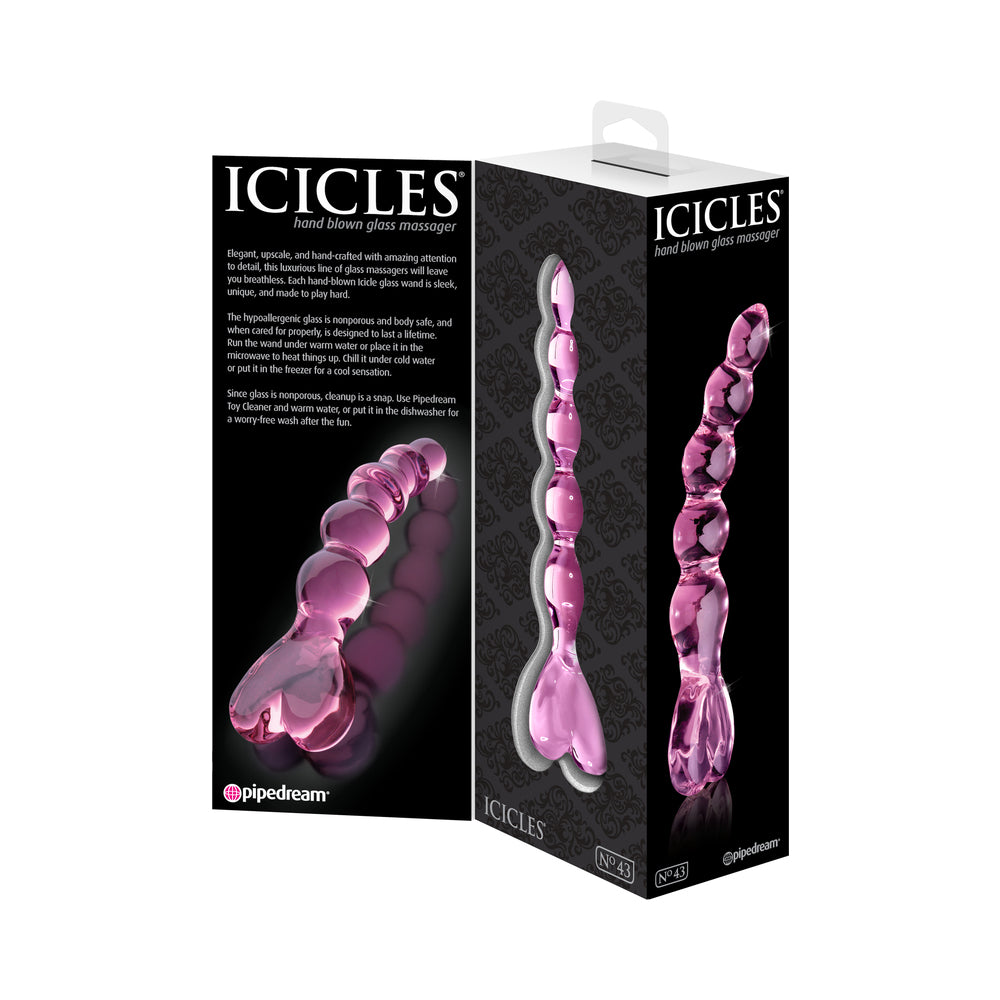 Icicles No. 43 Glass Massager with Heart-Shaped Handle Pink - Fantasies Boutique