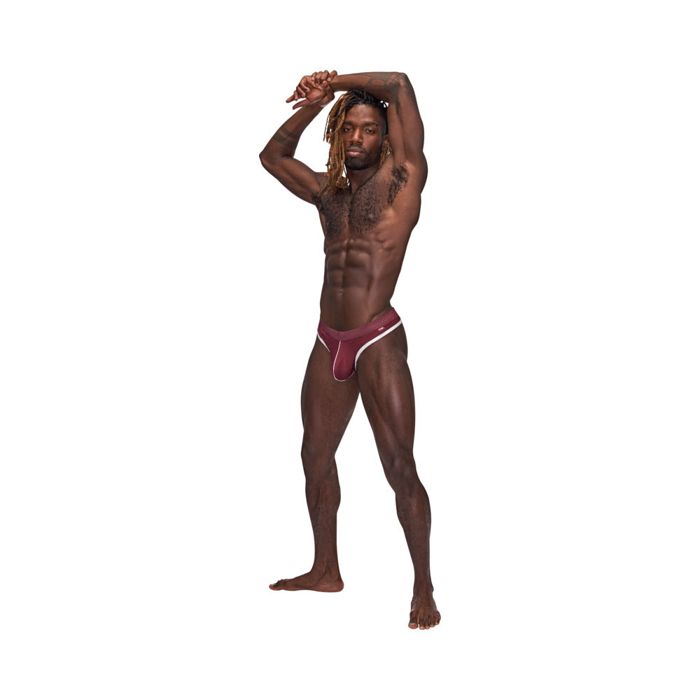 Male Power Sport Mesh Sport Thong Burgundy S/M