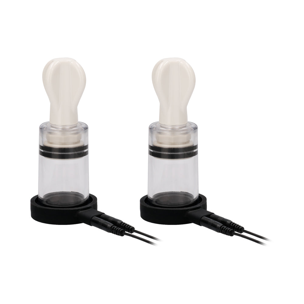 Shots ElectroShock Remote-Controlled E-Stimulation Nipple Suckers White - Fantasies Boutique