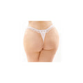 Fantasy Lingerie Flora Ruffled Lace Crotchless Pearl Thong Queen Size White - Fantasies Boutique
