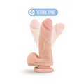 Au Naturel Mighty Mike 5.75 in. Posable Dual Density Dildo with Balls Beige - Fantasies Boutique