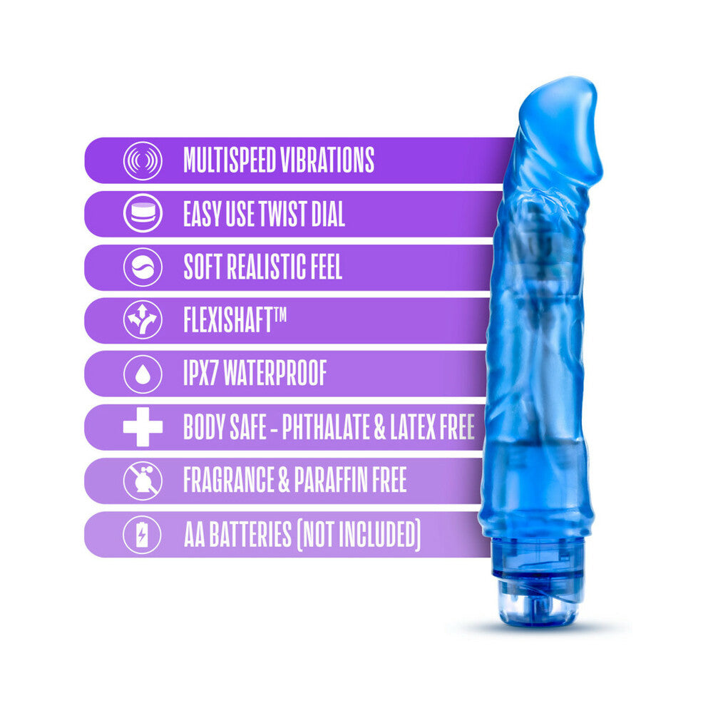 B Yours Vibe 6 Realistic 9.25 in. Vibrating Dildo Blue - Fantasies Boutique