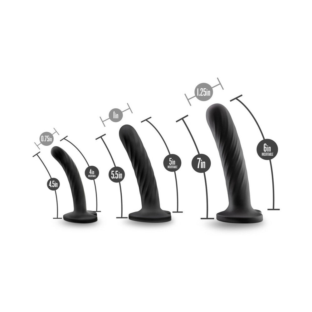 Temptasia Twist Kit 3-Piece Silicone Dildo Set Black - Fantasies Boutique