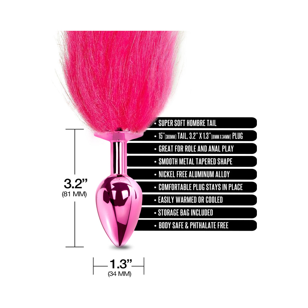 Nixie Metal Butt Plug With Ombre Tail Pink Metallic - Fantasies Boutique
