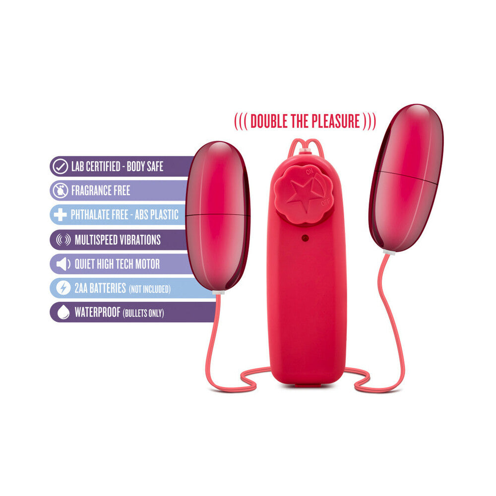 B Yours Double Pop Eggs Remote-Controlled Dual Bullet Vibrator Cerise - Fantasies Boutique