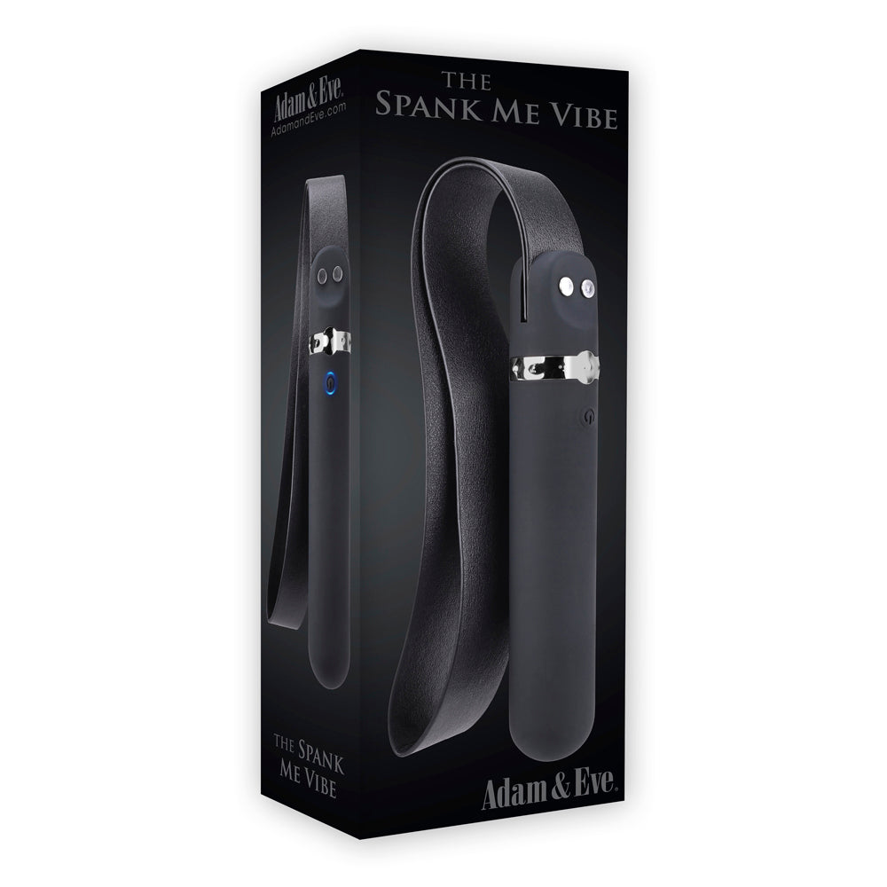 Adam & Eve Spank Me Vibe Rechargeable Silicone Vibrator With Slap Strap End Black - Fantasies Boutique