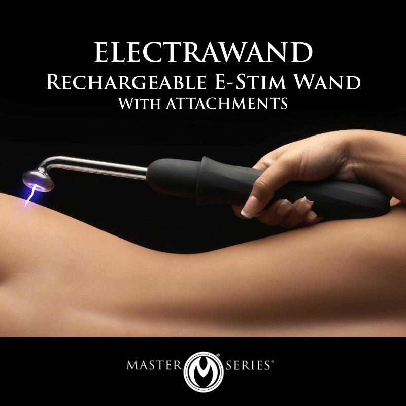 Master Series Elektra wand Rechargeable E-Stim Wand with Attachments Black