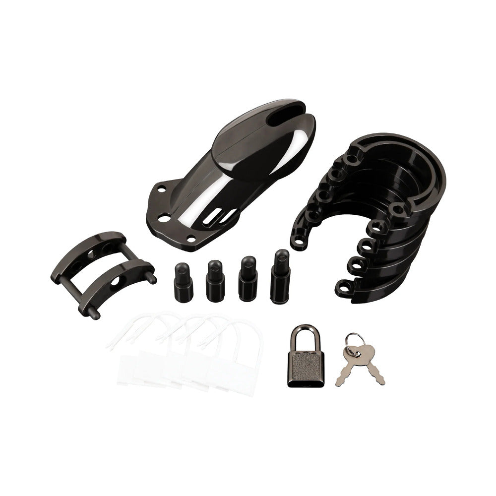 Blue Line Acrylic Chastity Cage Black - Fantasies Boutique