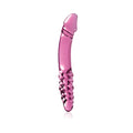 Pipedream Icicles No. 57 Curved Textured 9 in. Dual-Ended Glass Dildo Pink - Fantasies Boutique