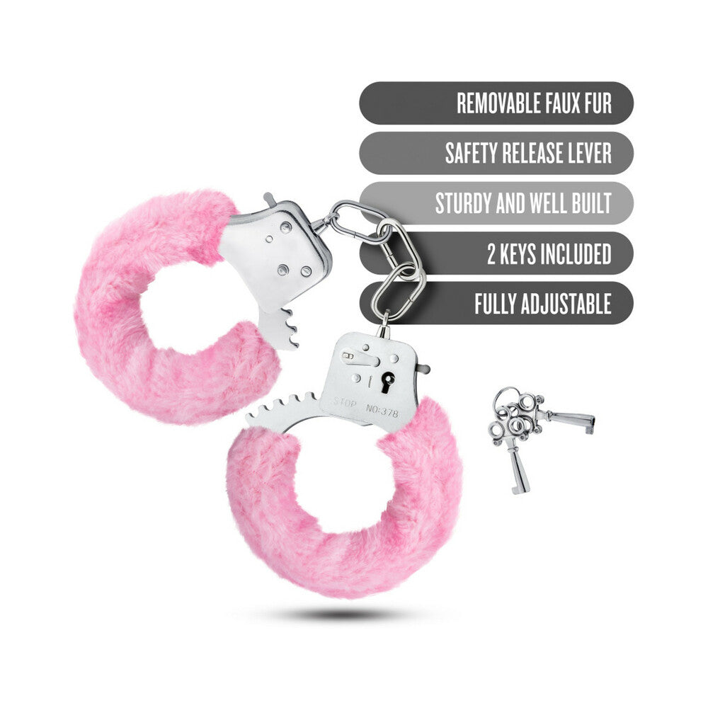 Blush Temptasia Adjustable Faux Fur Cuffs Pink - Fantasies Boutique