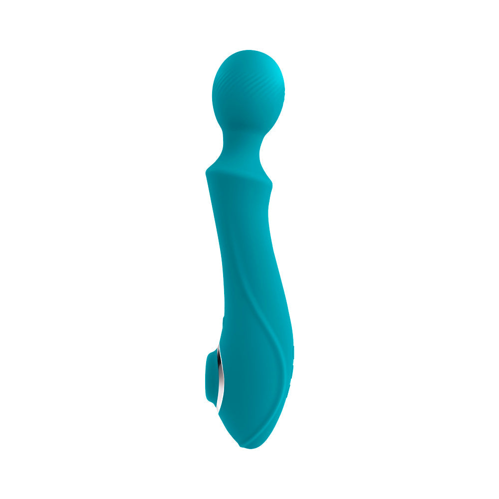 Evolved Wanderful Sucker Rechargeable Wand with Suction Silicone Teal - Fantasies Boutique