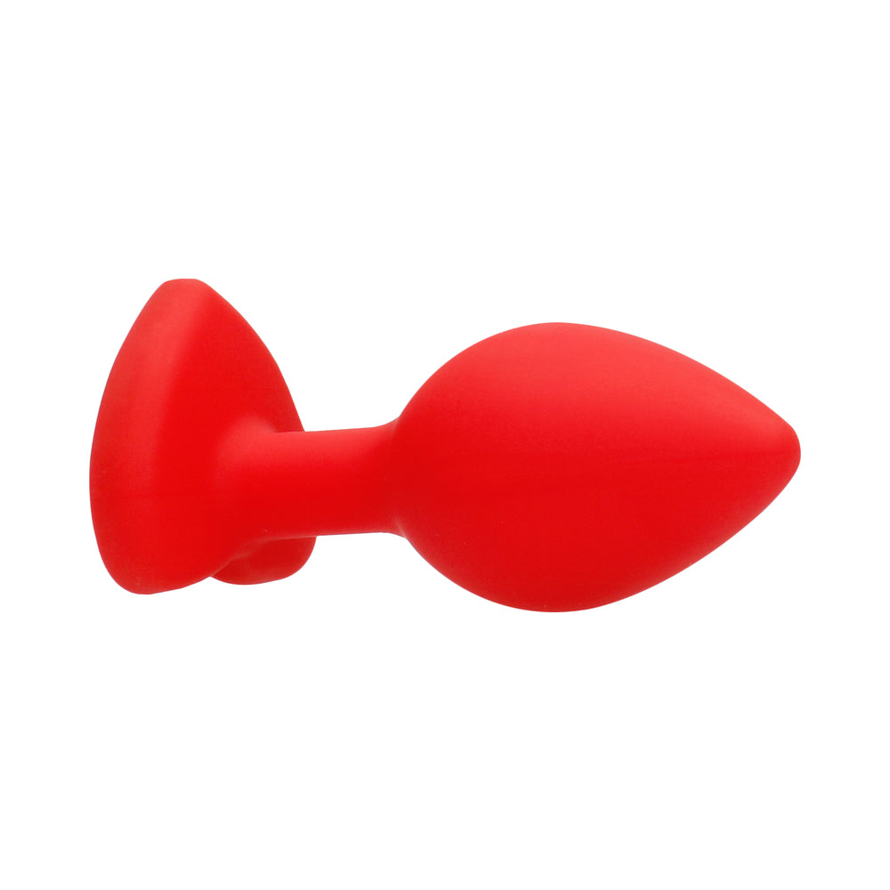 Ouch! Flexible Silicone Diamond Heart Butt Plug Red Large - Fantasies Boutique