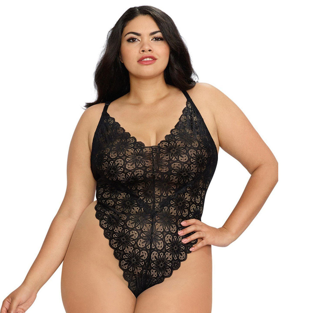 Dreamgirl Teddy & Sheer Mesh Maxi Skirt With G-String Black Queen 2X Hanging - Fantasies Boutique