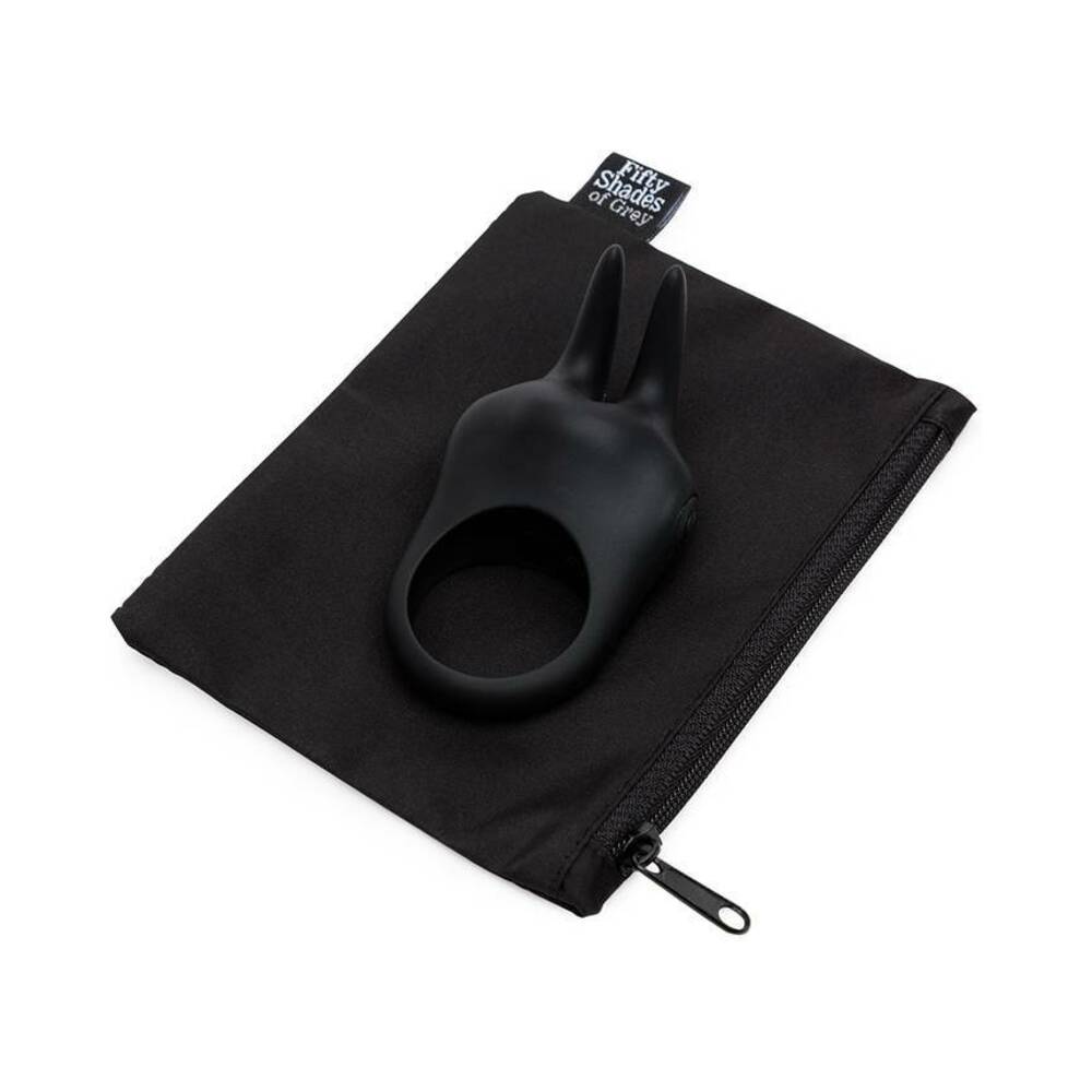 Fifty Shades of Grey Sensation Rechargeable Silicone Vibrating Rabbit Love Ring Black - Fantasies Boutique