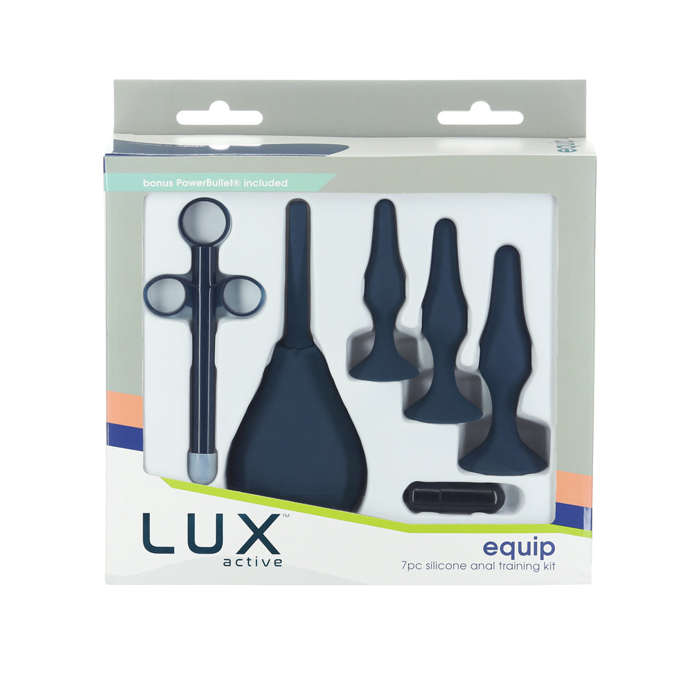 Lux Active Equip 7-Piece Anal Plug Training Kit Silicone Black - Fantasies Boutique