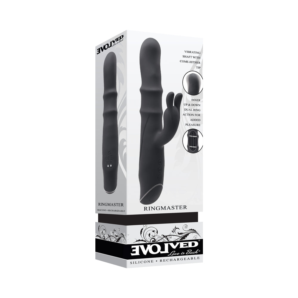 Evolved Ringmaster Rechargeable Dual Stim Vibe Silicone Black - Fantasies Boutique
