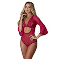 Magic Silk Black Cherry 3/4 Sleeve Playsuit Cherry L/XL