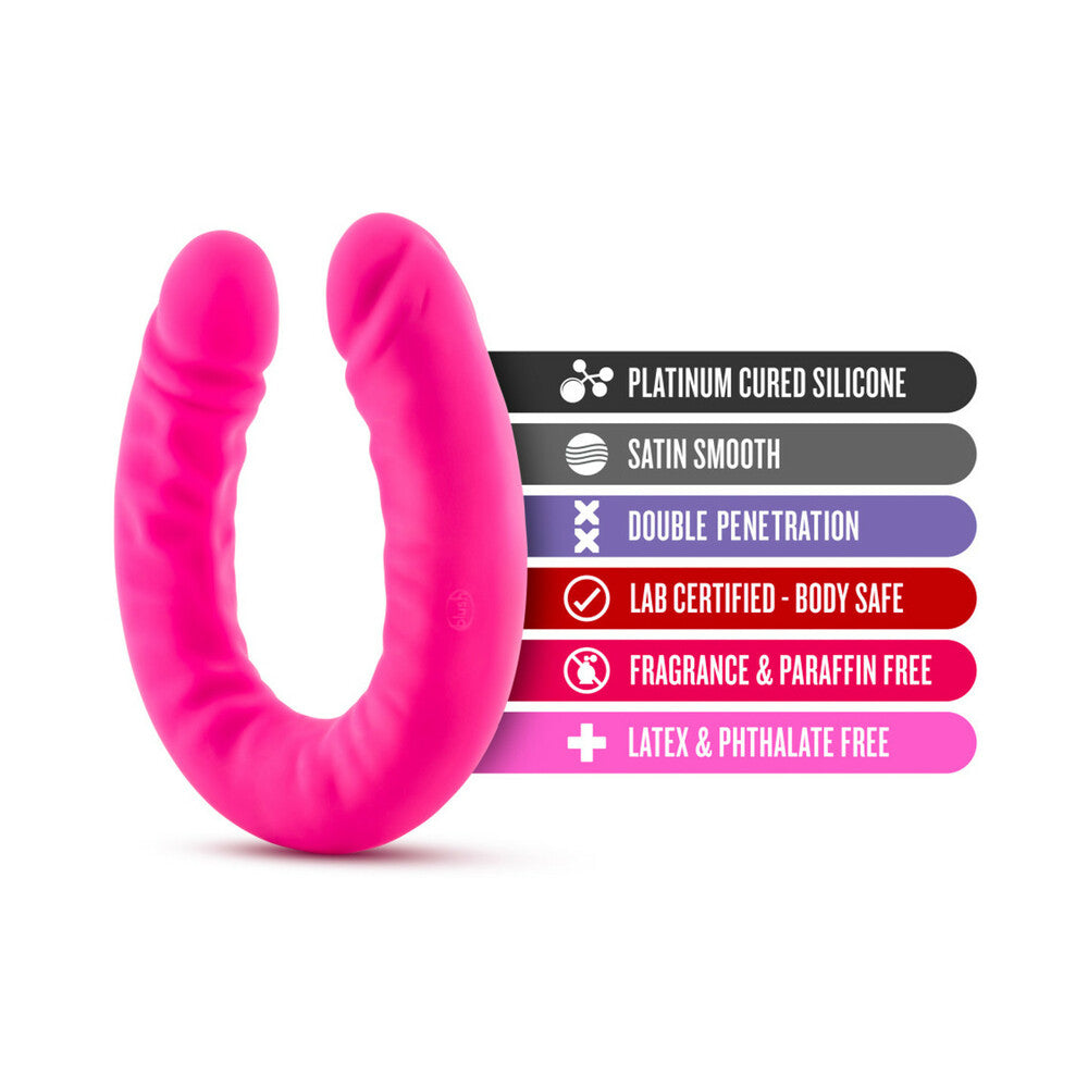 Blush Ruse Realistic 18 in. Silicone Slim Double Dong Dual Ended Dildo Hot Pink - Fantasies Boutique