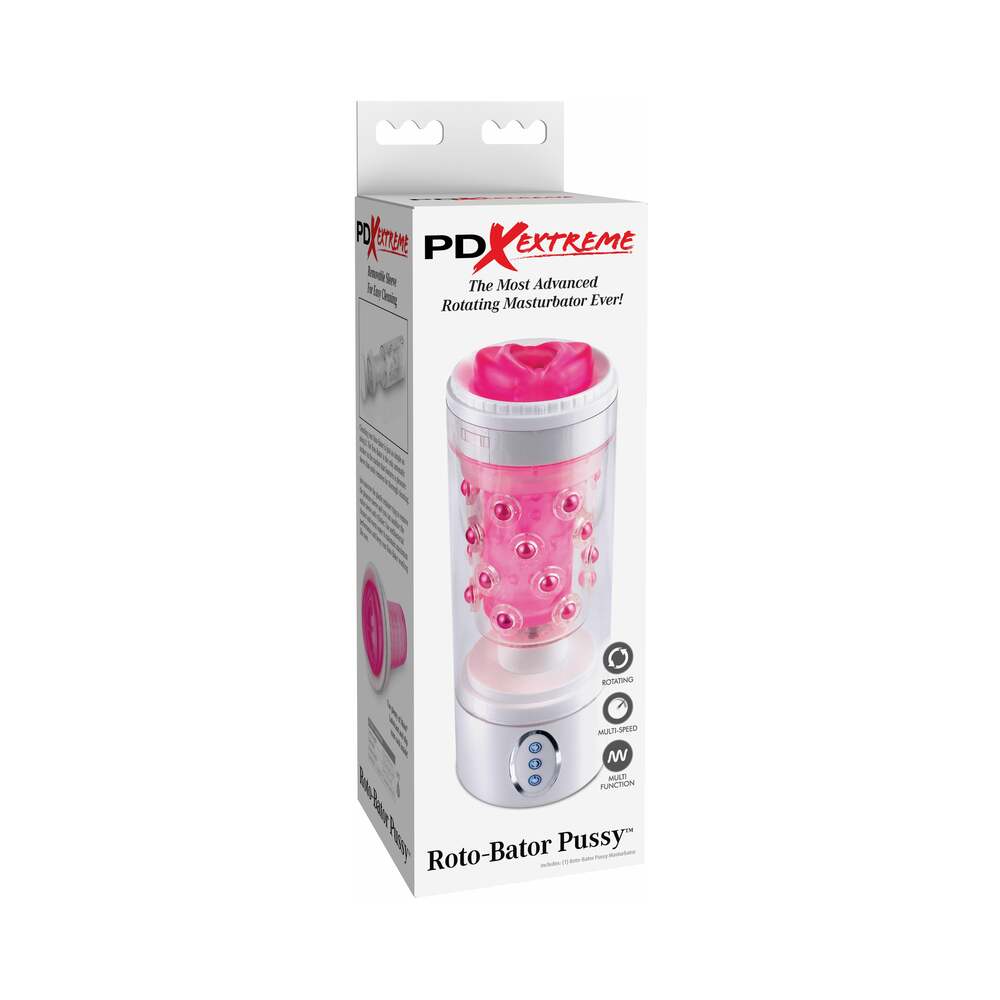 PDX Roto-Bator Pussy Rotating Masturbator Clear/Pink - Fantasies Boutique