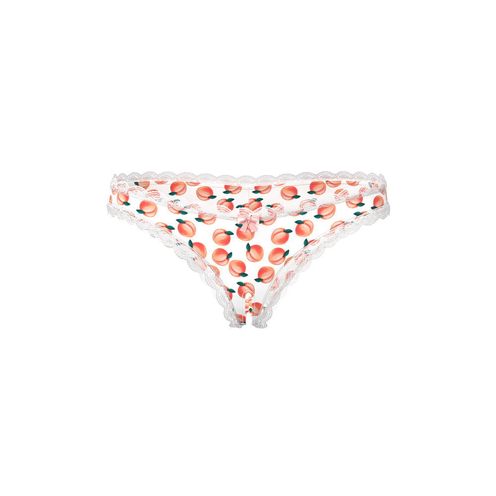 Magic Silk Sweet Treats Crotchless Boy Short with Lube Peach Queen Size