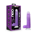 Blush Neo Elite Encore 8 in. Silicone Vibrating Dildo with Balls & Suction Cup Purple - Fantasies Boutique