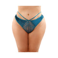 Kalina Velvet Strappy Cut-Out Thong With Keyhole Back Teal Queen - Fantasies Boutique