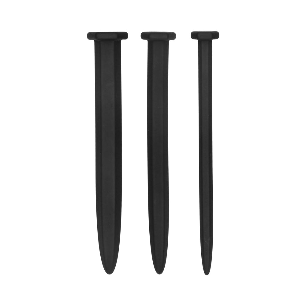 Ouch! Urethral Sounding Silicone Screw Plug Set Black 9 mm / 13 mm / 16.5 mm