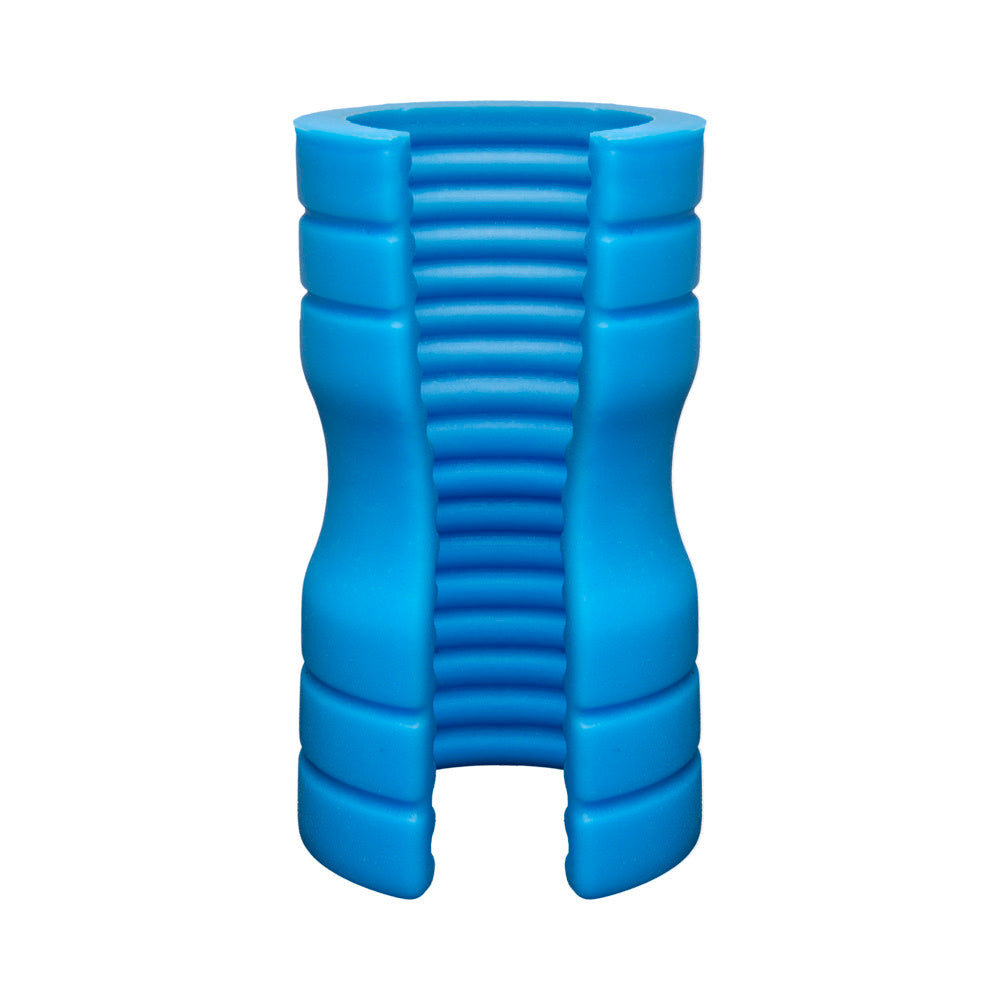 OptiMALE TRUSKYN Silicone Stroker Ribbed Blue - Fantasies Boutique