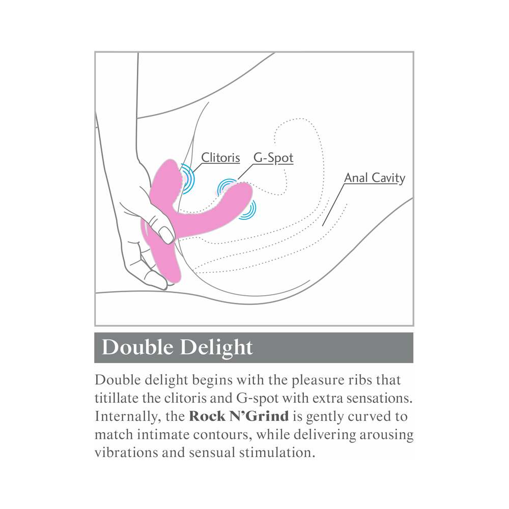 Pipedream 3Some Rock n' Grind Dual Stimulation Silicone Vibrator Pink - Fantasies Boutique