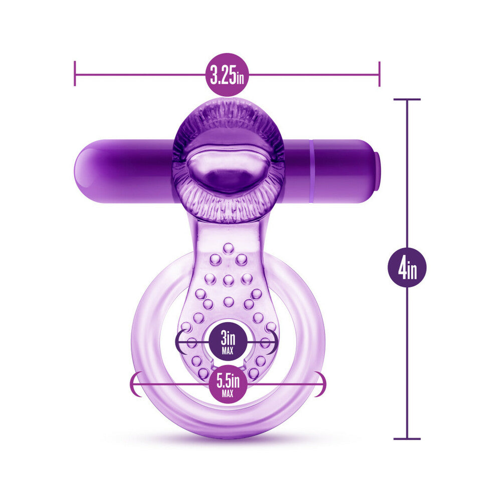 Play with Me Lick It Vibrating Double Strap Cockring Purple - Fantasies Boutique