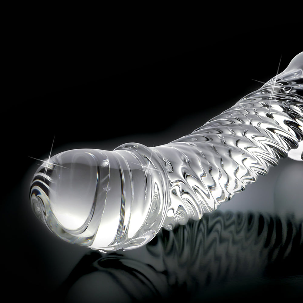 Icicles No. 61 Curved Textured 6.5 in. Glass Dildo Clear - Fantasies Boutique