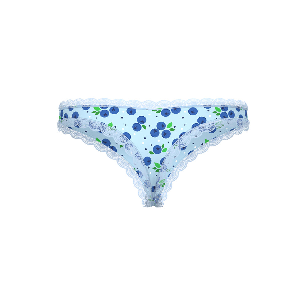 Magic Silk Sweet Treats Crotchless Thong with Lube Blueberry Queen Size