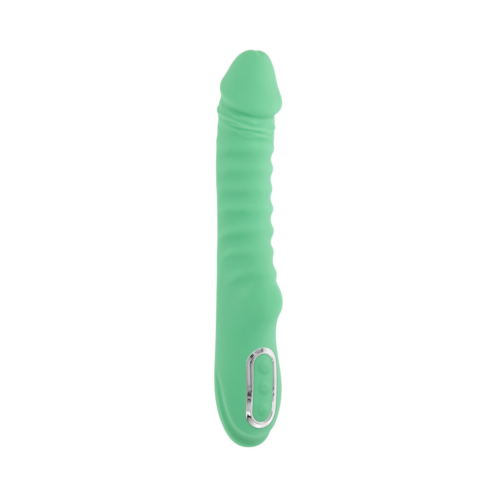 Evolved Full Throttle Rechargeable Warming Vibrator Silicone Mint Green