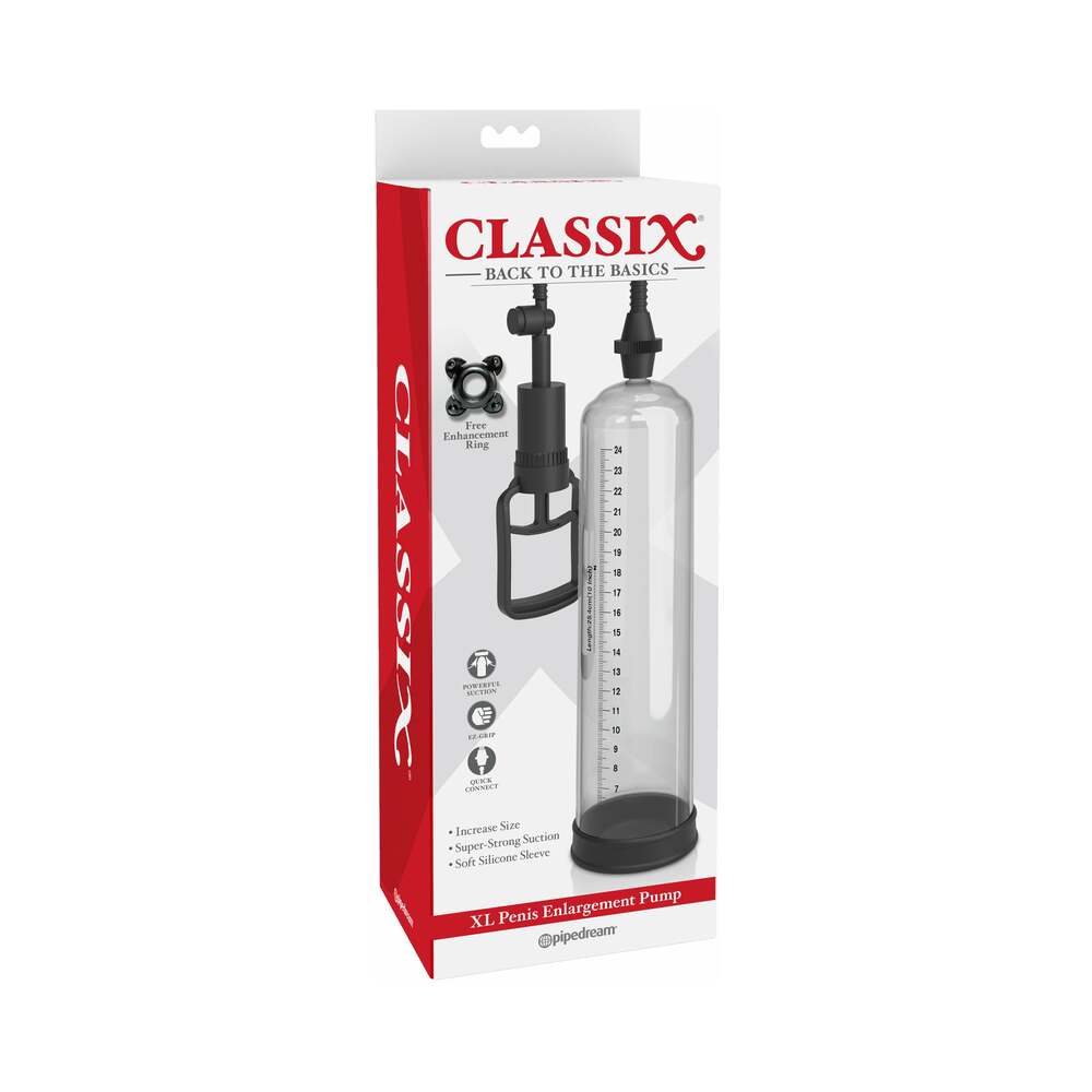 Classix XL Penis Enlargement Pump Clear/Black - Fantasies Boutique